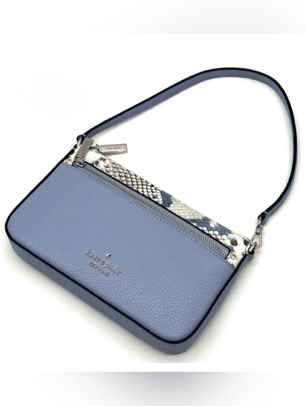 kate spade Leila snake embossed convertible in mute blue